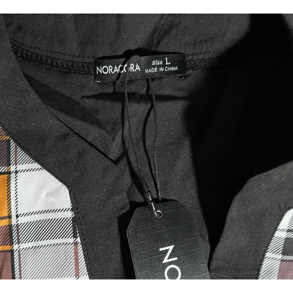 NEW Nora Cora Women’s Large L Maxi Dress Black Yellow White Plaid Trim Buttons - Picture 4 of 5